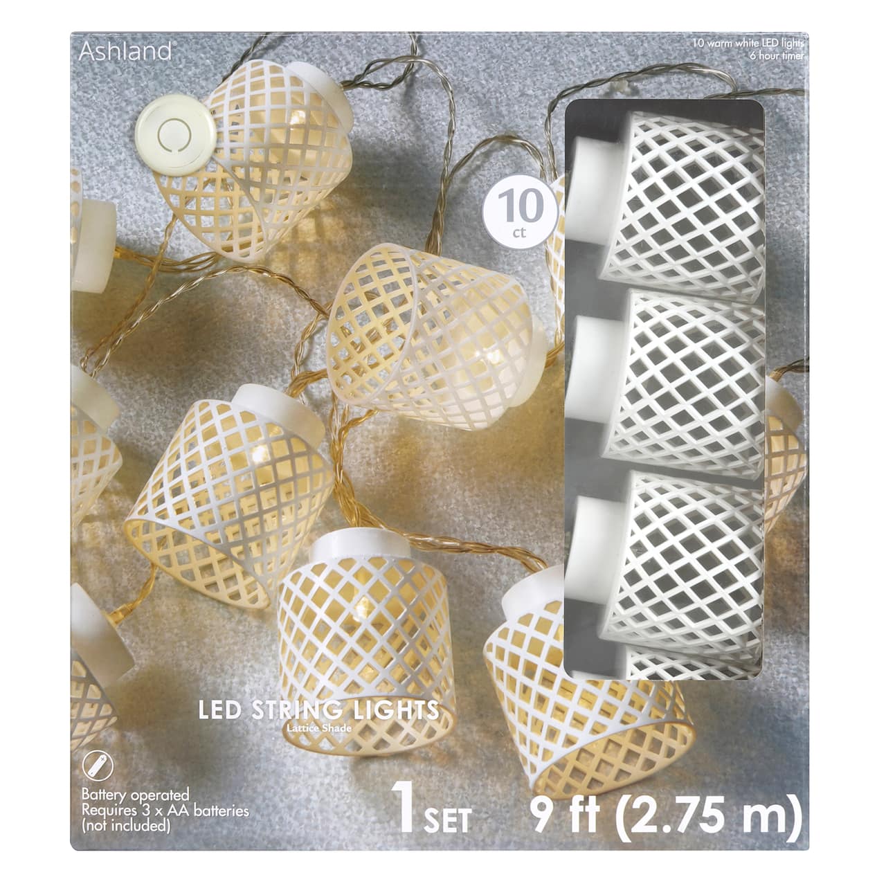 10ct. Warm White LED Lattice Shade String Lights by Ashland&#xAE;